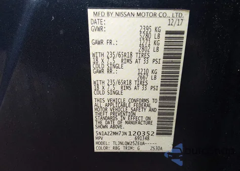 2018 Nissan Murano Sv из США, поврежденный, VIN 5N1AZ2MH7JN120352